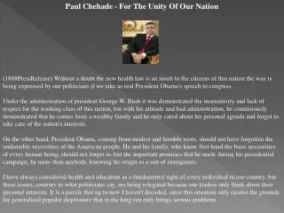 Paul Chehade - For The Unity Of Our Nation