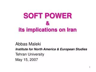 SOFT POWER &amp; its implications on Iran