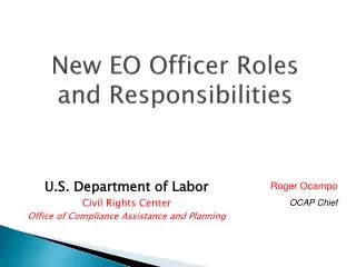 New EO Officer Roles and Responsibilities