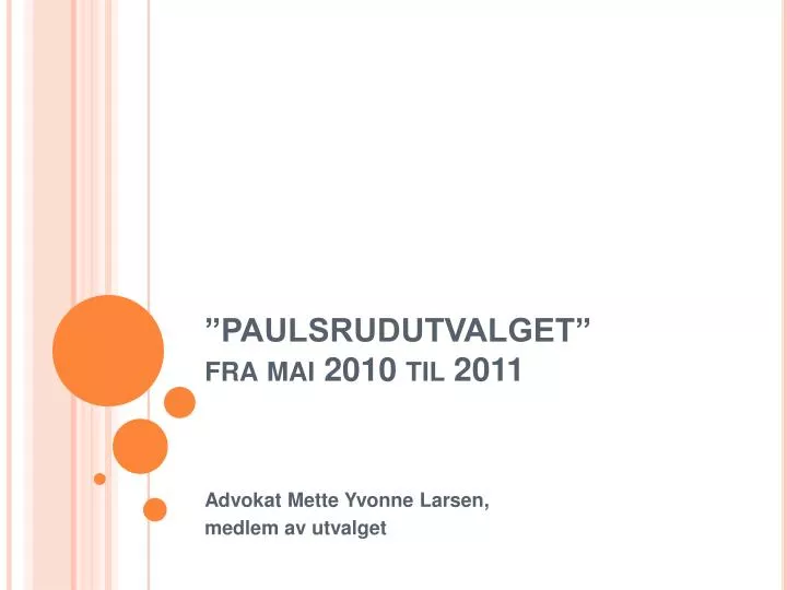 paulsrudutvalget fra mai 2010 til 2011