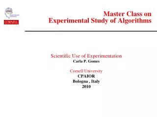 Master Class on Experimental Study of Algorithms