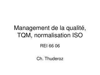 management de la qualit tqm normalisation iso