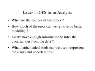 Issues in GPS Error Analysis