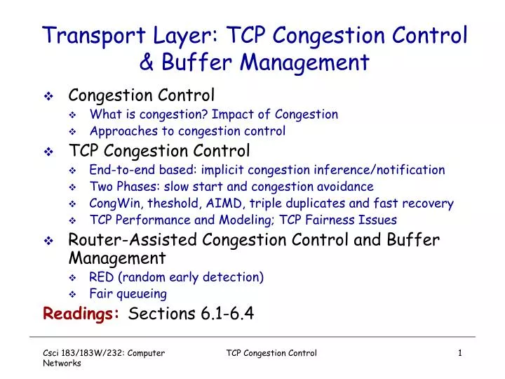 transport layer tcp congestion control buffer management