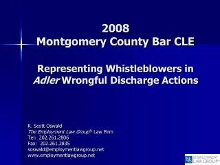 2008 Montgomery County Bar CLE Representing Whistleblowers in Adler Wrongful Discharge Actions