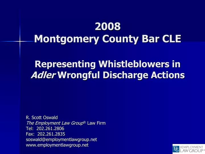 2008 montgomery county bar cle representing whistleblowers in adler wrongful discharge actions