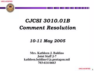 CJCSI 3010.01B Comment Resolution 10-11 May 2005