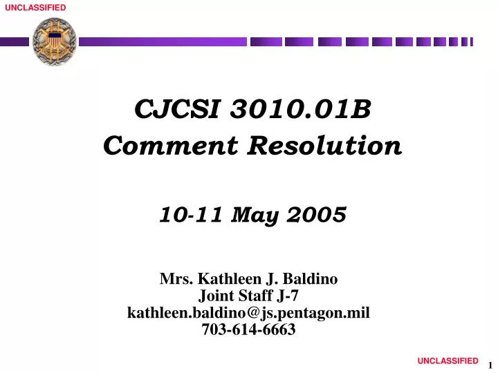 cjcsi 3010 01b comment resolution 10 11 may 2005