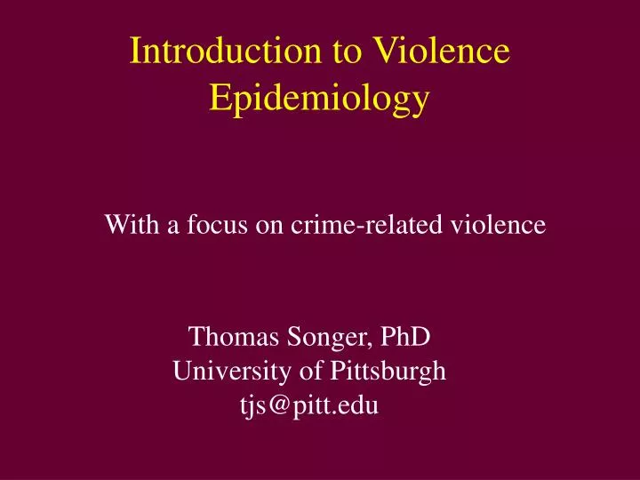 introduction to violence epidemiology