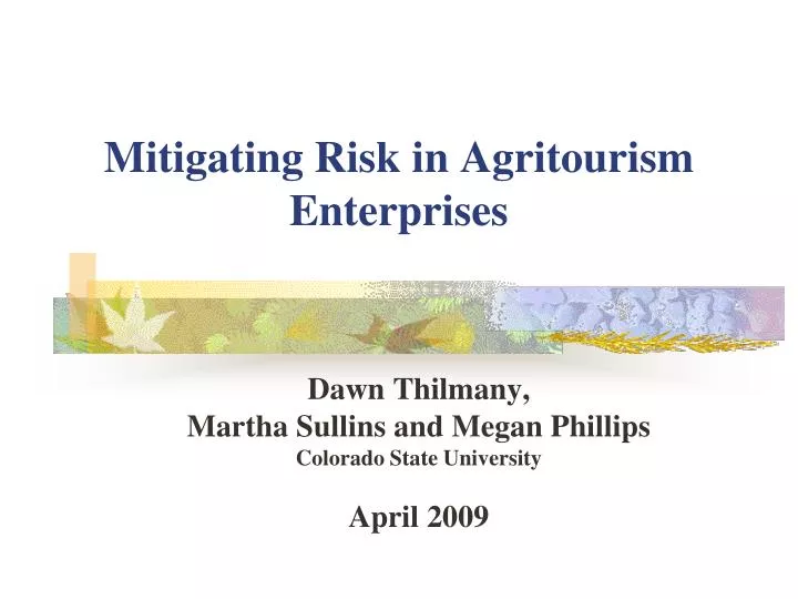mitigating risk in agritourism enterprises
