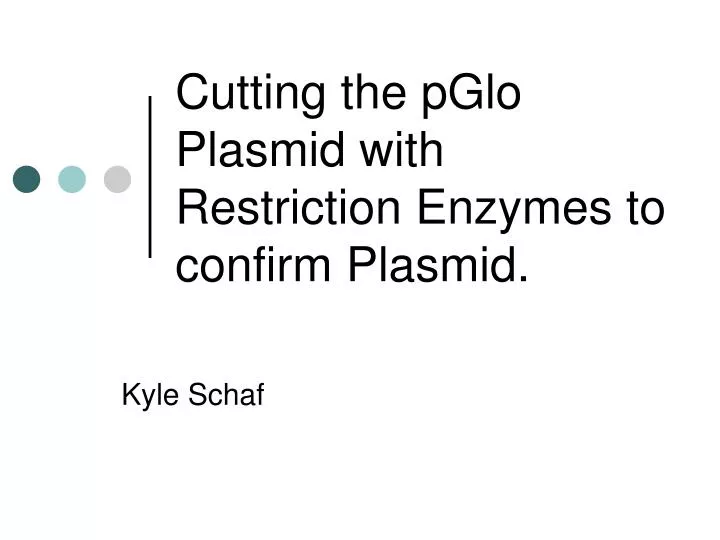 cutting the pglo plasmid with restriction enzymes to confirm plasmid