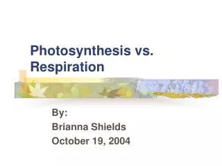 Photosynthesis vs. Respiration