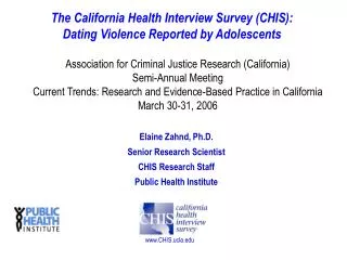 The California Health Interview Survey (CHIS): Dating Violence Reported by Adolescents