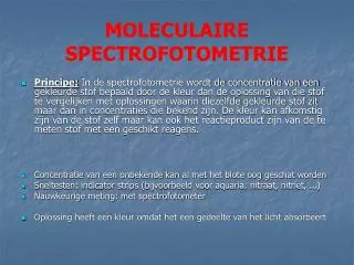 MOLECULAIRE SPECTROFOTOMETRIE