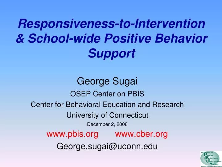responsiveness to intervention school wide positive behavior support
