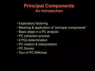 Principal Components An Introduction