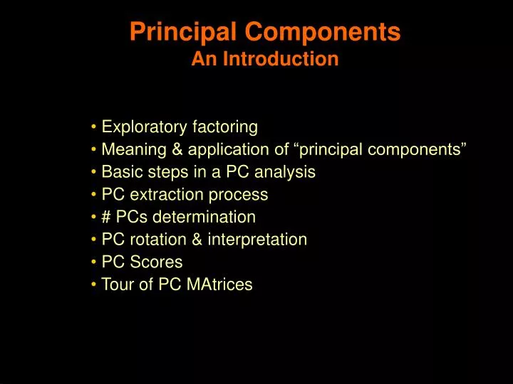 principal components an introduction