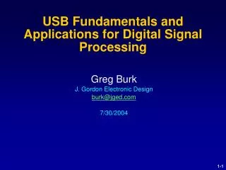 USB Fundamentals and Applications for Digital Signal Processing