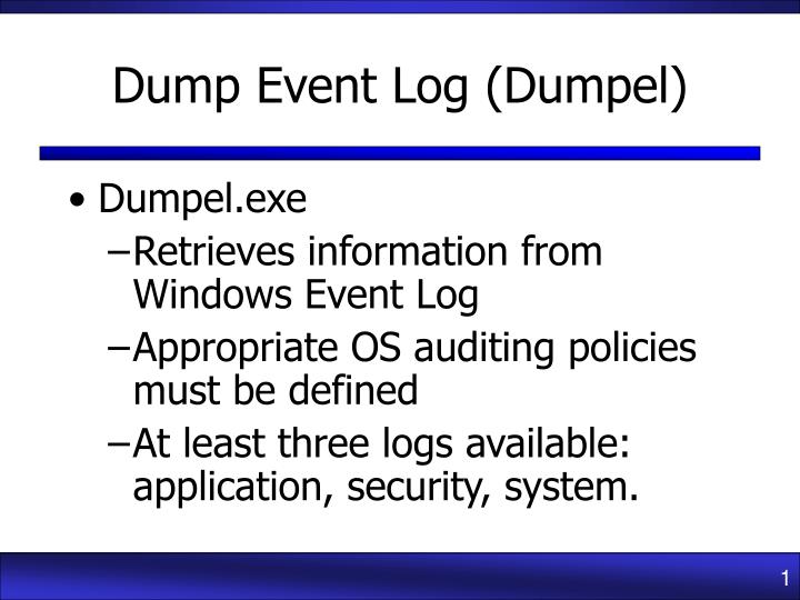 dump event log dumpel
