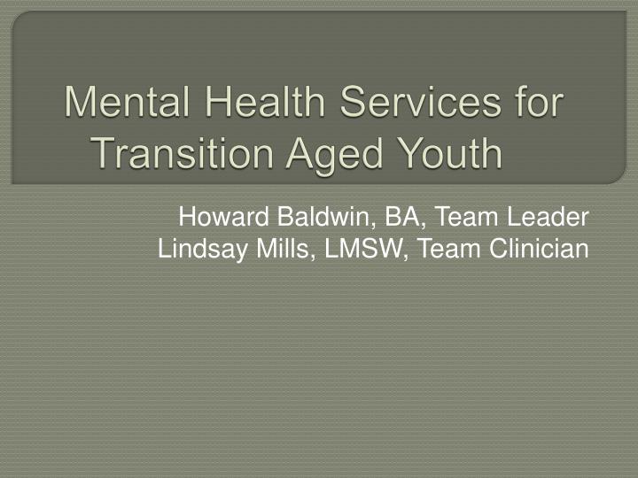 mental health services for transition aged youth