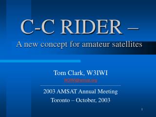 C-C RIDER – A new concept for amateur satellites