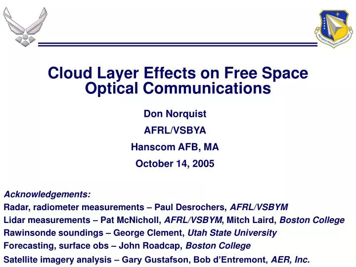cloud layer effects on free space optical communications