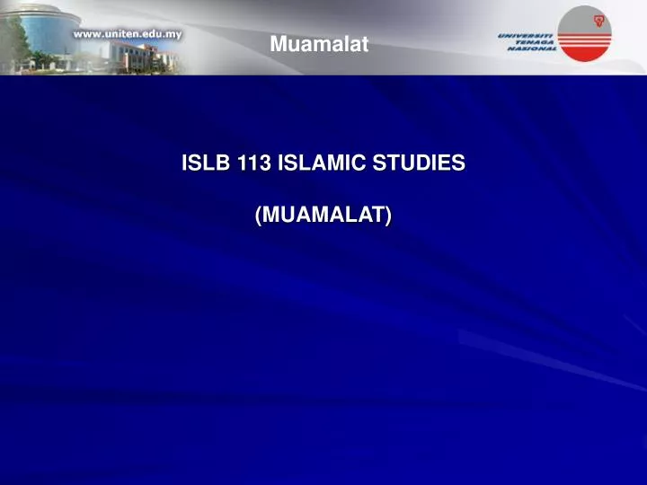 islb 113 islamic studies muamalat