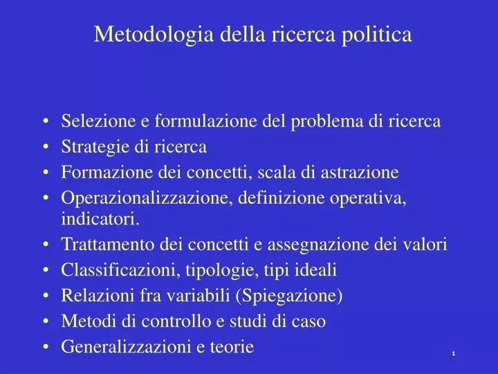metodologia della ricerca politica