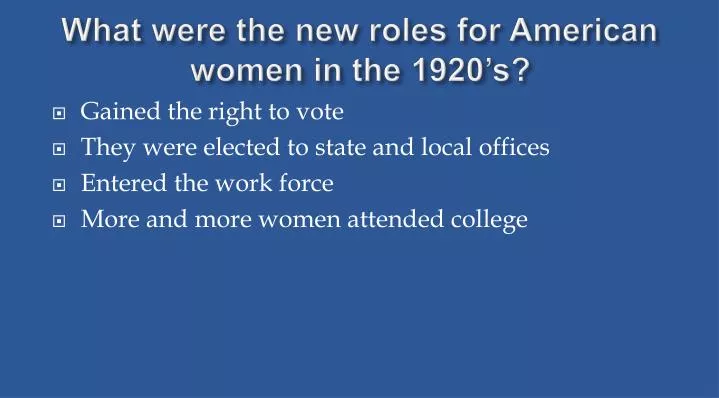 what were the new roles for american women in the 1920 s