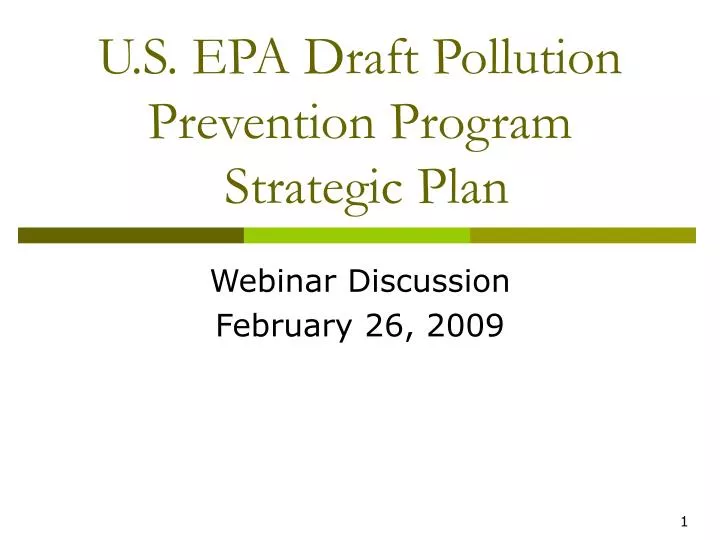 u s epa draft pollution prevention program strategic plan