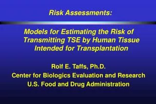 Risk Assessments: