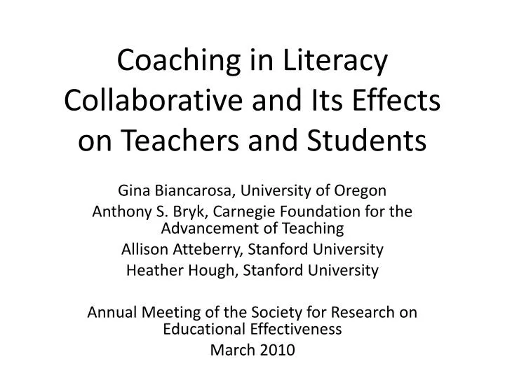 coaching in literacy collaborative and its effects on teachers and students