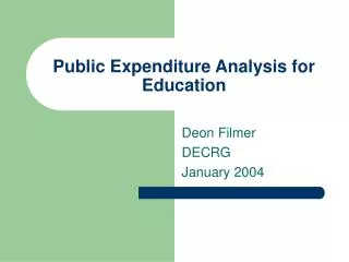Public Expenditure Analysis for Education
