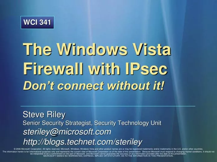 the windows vista firewall with ipsec don t connect without it