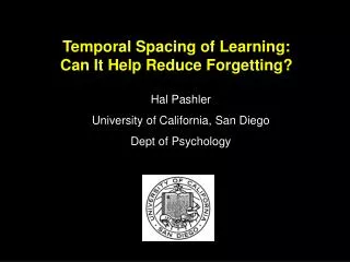 Temporal Spacing of Learning: Can It Help Reduce Forgetting?