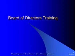 Board of Directors Training