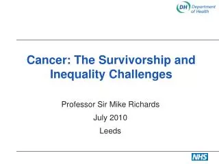Cancer: The Survivorship and Inequality Challenges