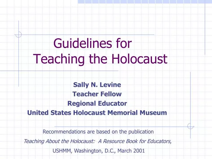 guidelines for teaching the holocaust