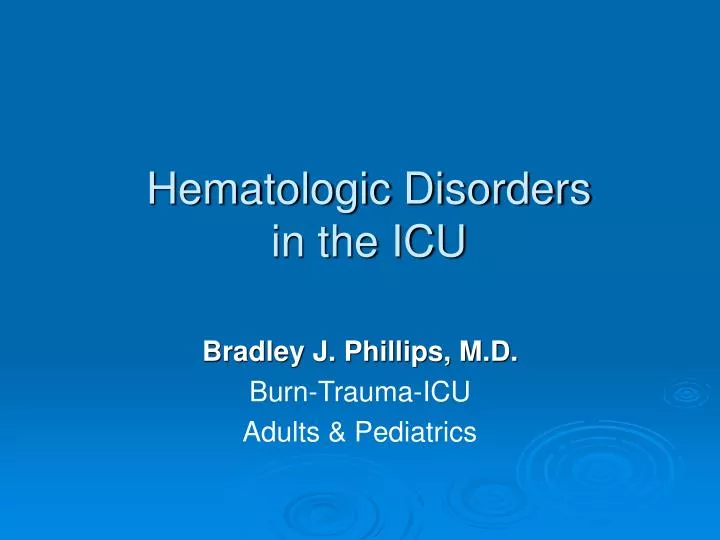 hematologic disorders in the icu