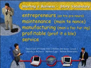 Starting a Business - Story Vocabulary
