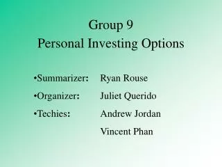 Personal Investing Options