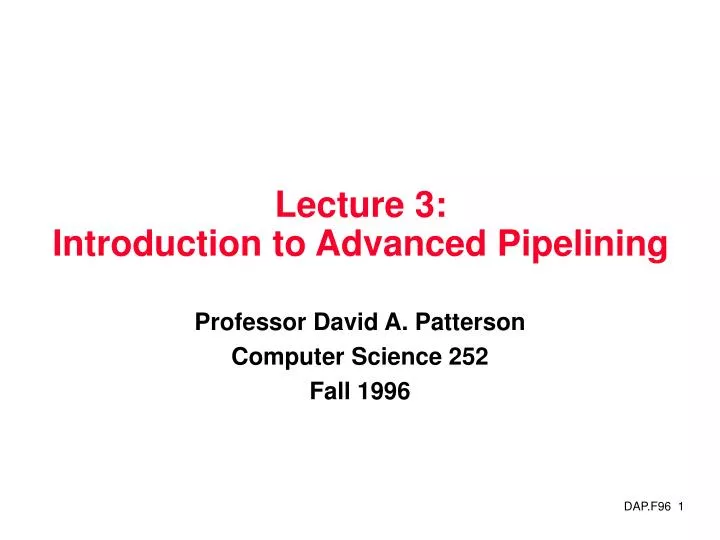 lecture 3 introduction to advanced pipelining