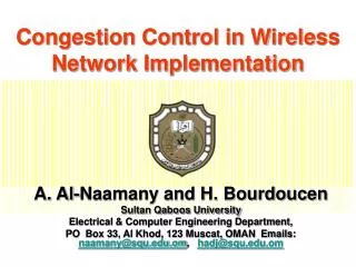Congestion Control in Wireless Network Implementation
