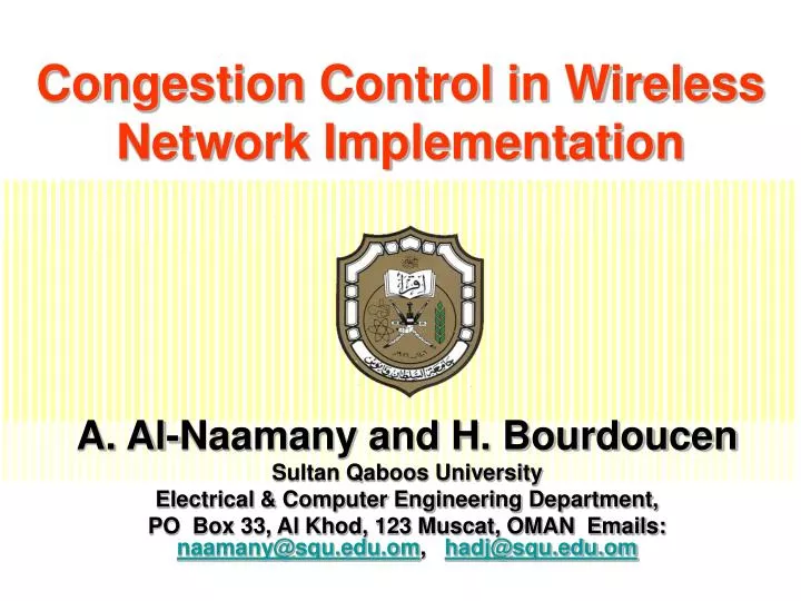 congestion control in wireless network implementation
