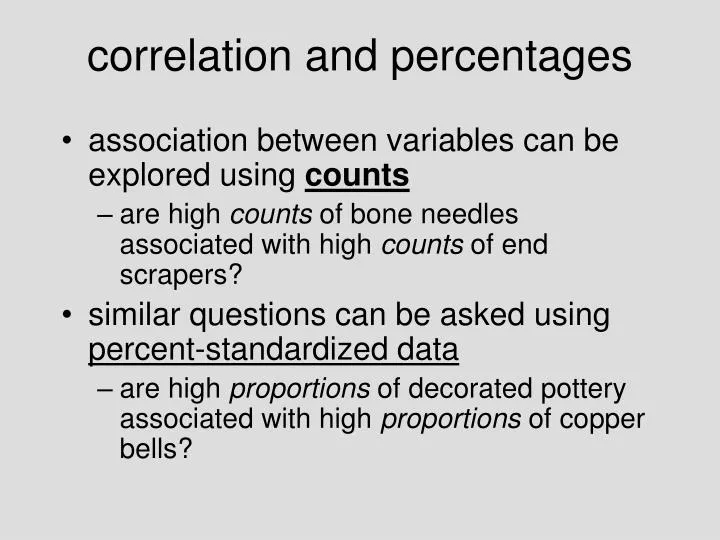 correlation and percentages