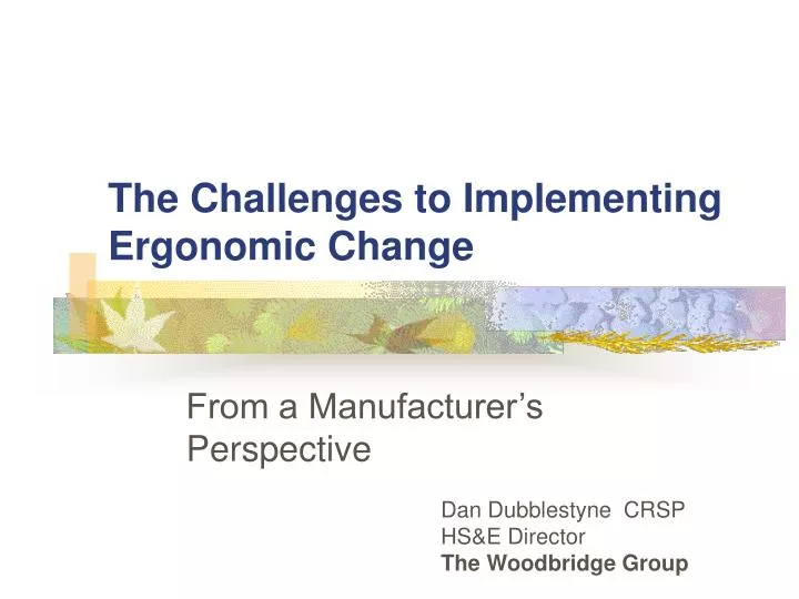 the challenges to implementing ergonomic change