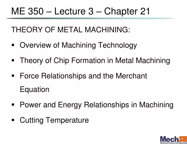 me 350 lecture 3 chapter 21