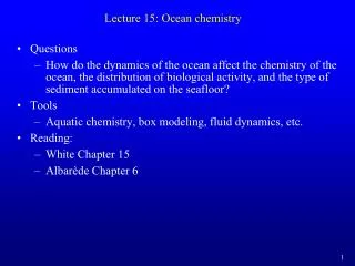 Lecture 15: Ocean chemistry