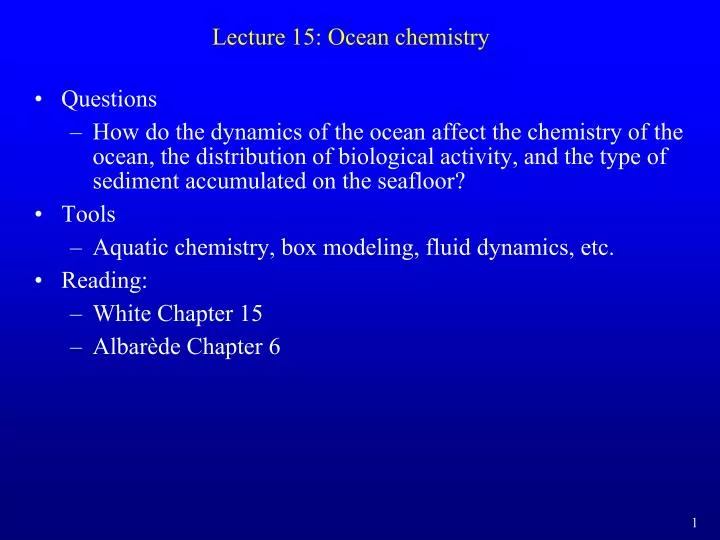 lecture 15 ocean chemistry