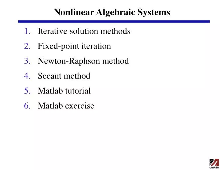 nonlinear algebraic systems